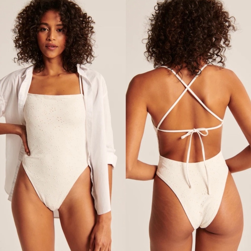 Abercrombie & Fitch White Eyelet One‑Piece Swimsuit